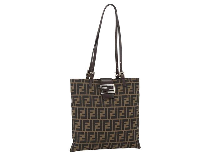 FENDI Zucca Canvas Tote Bag Black Brown