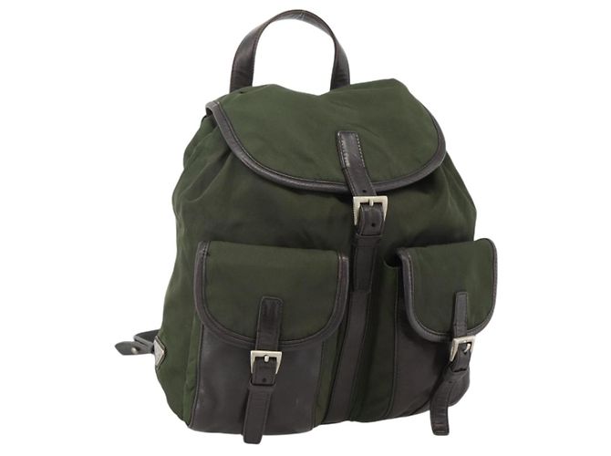 PRADA Backpack Nylon Green Silver