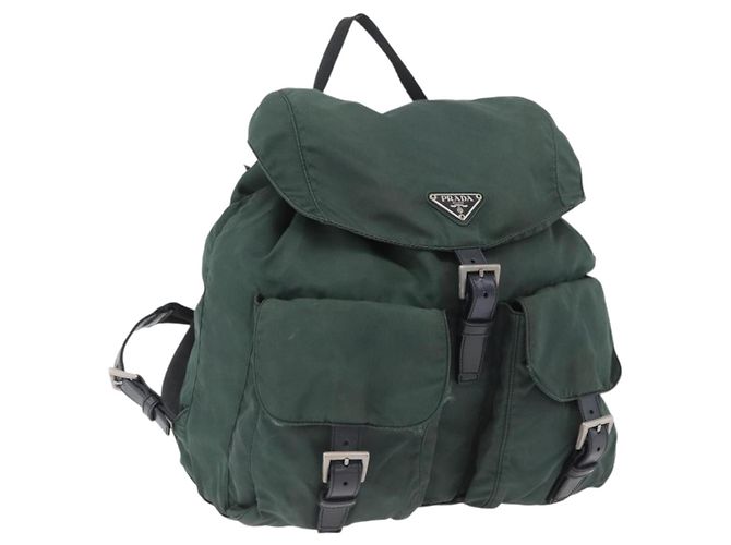 PRADA Backpack Nylon Green Silver