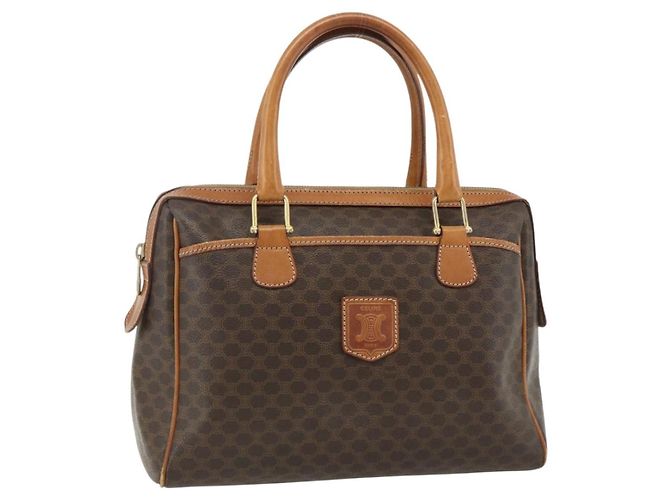 Céline CELINE Macadam Canvas Hand Bag PVC Leather Brown Gold