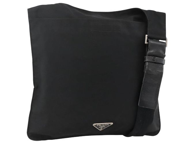 PRADA Shoulder Bag Nylon Black Silver