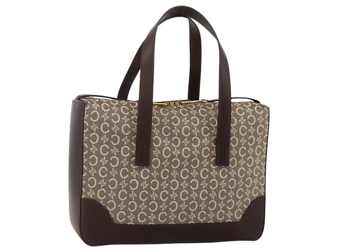 Céline CELINE C Macadam Canvas Hand Bag Leather Beige Gold