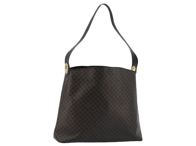 Céline CELINE Macadam Canvas Shoulder Bag PVC Leather Black Gold