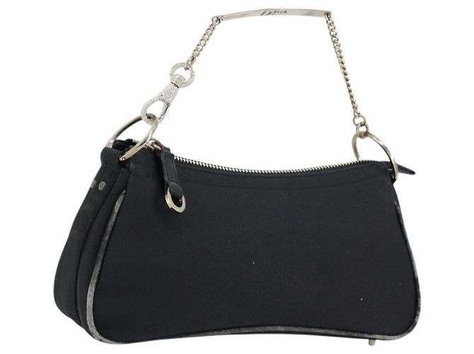 Christian Dior Hand Bag Canvas Black