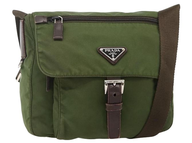 PRADA Bolso de hombro Nylon Green Silver