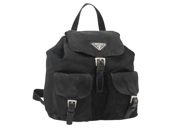 PRADA Backpack Nylon Black Silver 