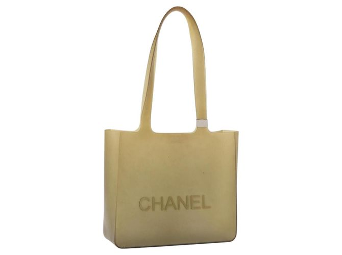 CHANEL Tote Bag Rubber Beige CC