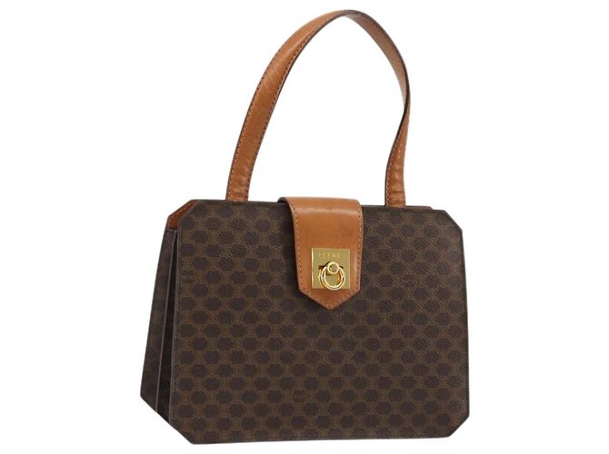 Céline CELINE Macadam Canvas Hand Bag PVC Leather Brown Gold
