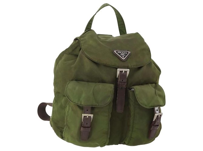 PRADA Backpack Nylon Green Silver
