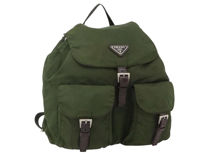 PRADA Backpack Nylon Green Silver