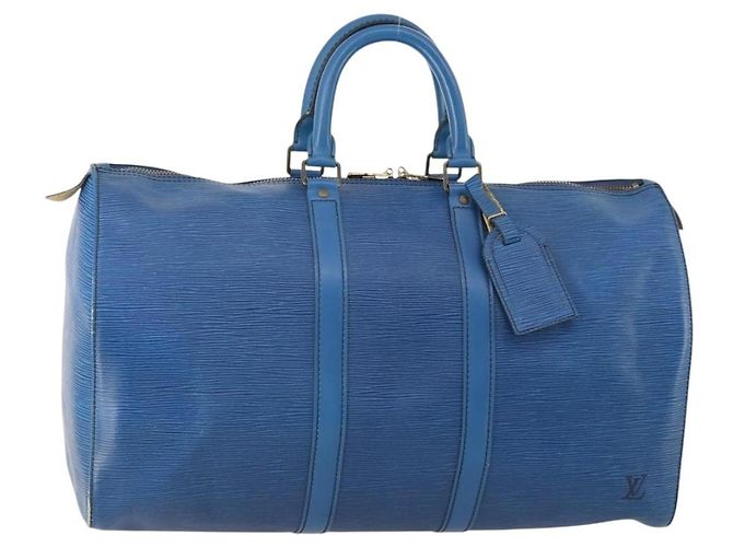 LOUIS VUITTON Epi Keepall 45 Boston Bag Blue M42975 LV