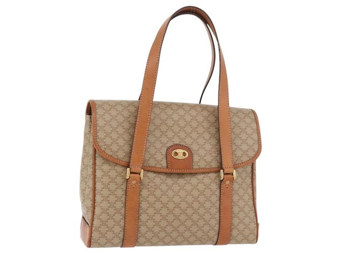 Céline CELINE Macadam Canvas Hand Bag PVC Beige Gold