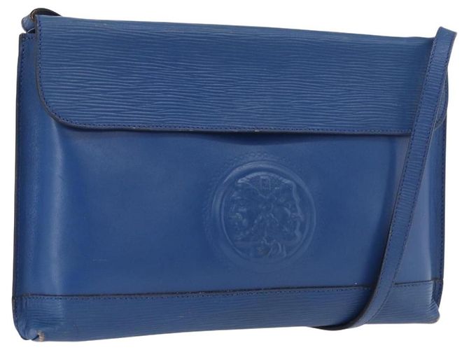 FENDI Shoulder Bag Leather Blue gold