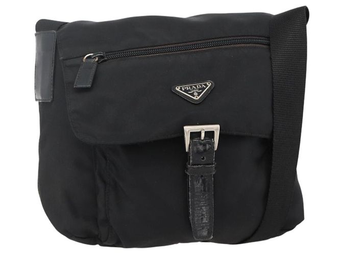PRADA Shoulder Bag Nylon Black Silver