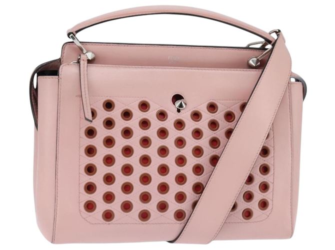 FENDI Dot Com Handtasche Leder 2way Rosa Silber