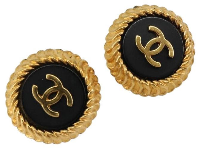 CHANEL Ohrringe Metall Goldfarben CC