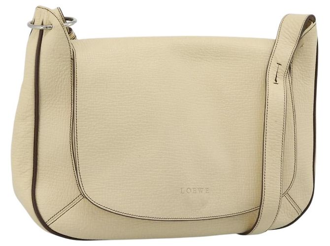 LOEWE Shoulder Bag Leather Ivory Silver