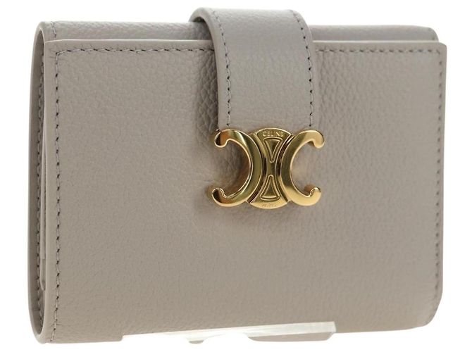Céline CELINE Triomphe Geldbörse Leder Beige Gold