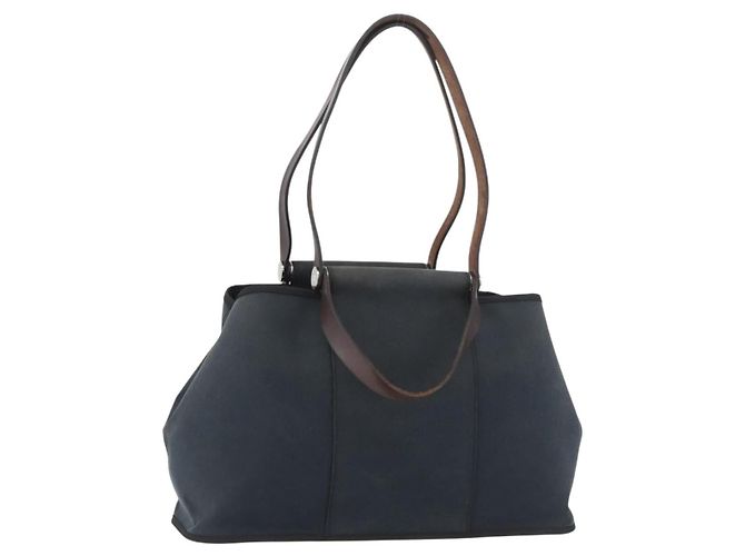 Hermès HERMES Cabak Elan Handtasche Canvas Silver Navy