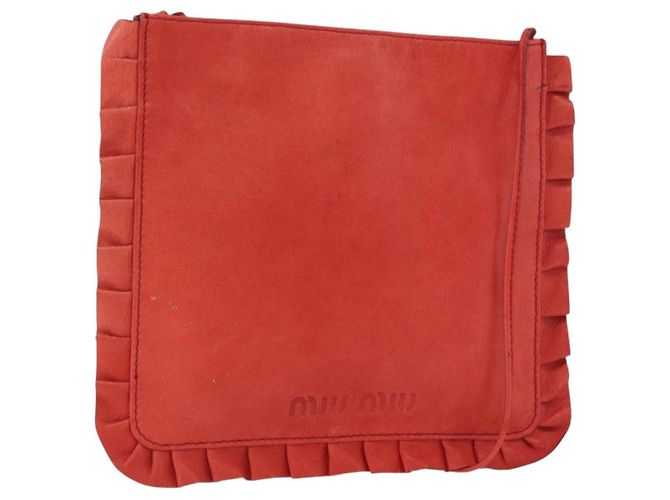 Miu Miu Shoulder Bag Leather Red Silver