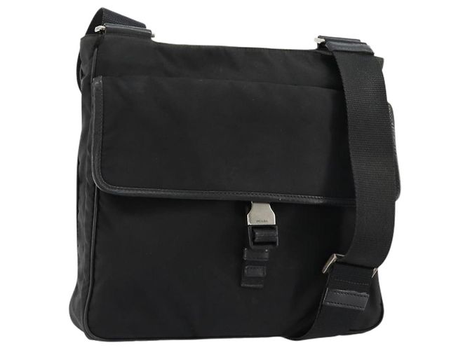 PRADA Shoulder Bag Nylon Black Silver