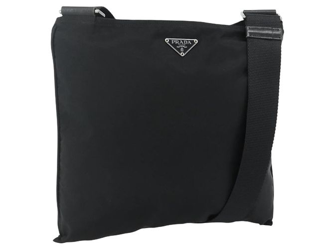 PRADA Shoulder Bag Nylon Black Silver 