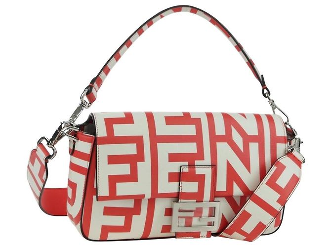 FENDI Marc Jacobs Collaboration Mamma Baguette Leather 2way Red