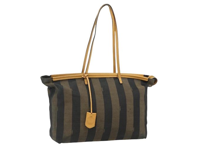 FENDI Pecan Canvas Tote Bag Brown Black