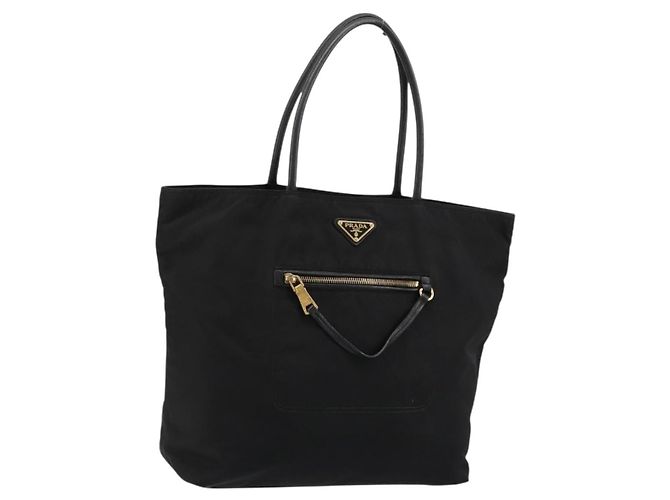 PRADA Tote Bag Nylon Negro Oro