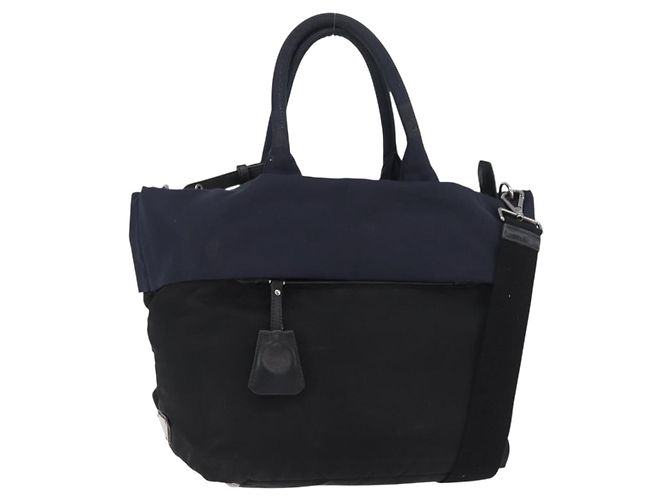 PRADA Handtasche Nylon 2way Schwarz Silber