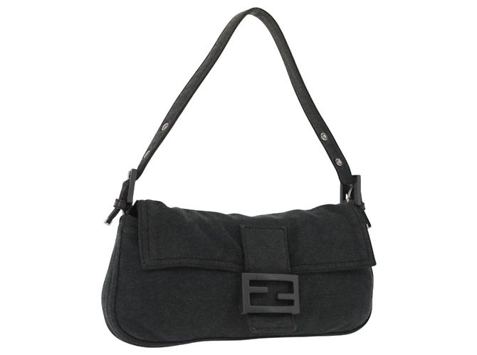 FENDI Bolso de mano Mamma Baguette algodón Gray Silver