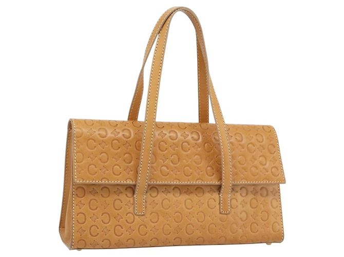 Céline CELINE C Macadam Canvas Hand Bag Leather Beige Gold