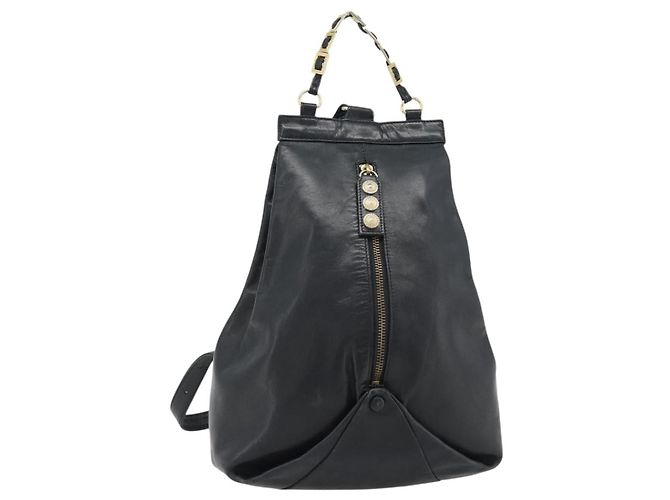 Gianni Versace Rucksack Leder Schwarz Gold