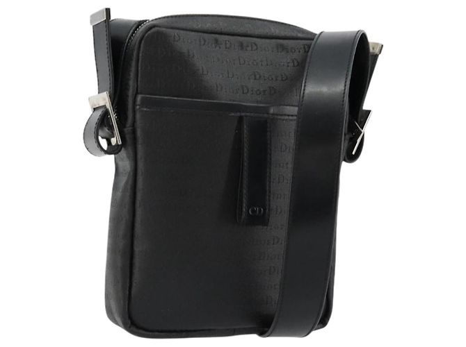 Christian Dior Shoulder Bag Coated Canvas Black Silver