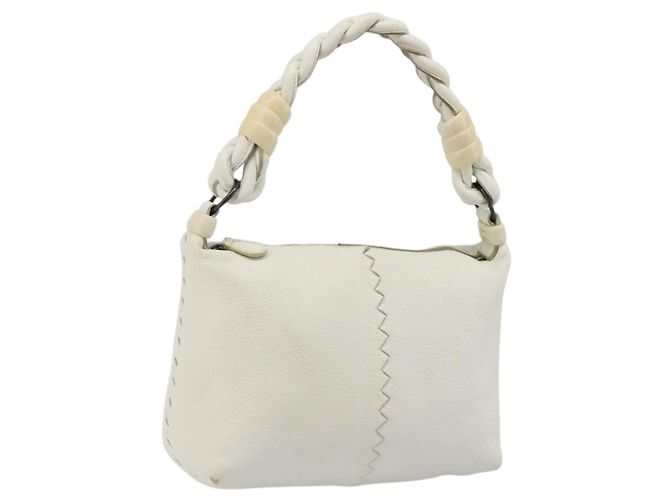 BOTTEGA VENETA Hand Bag Leather White Silver