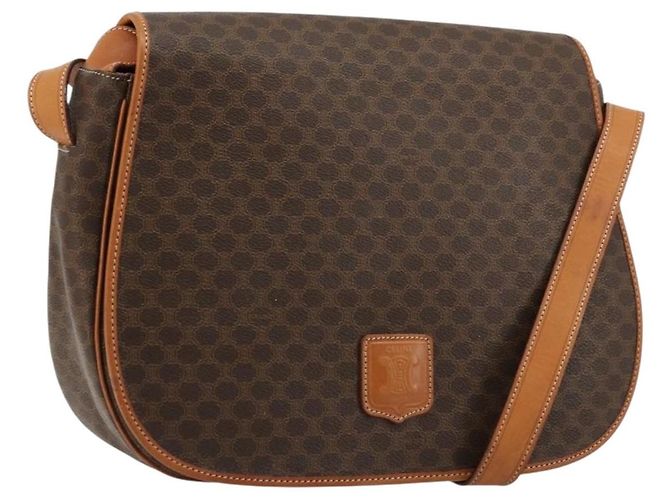 Céline CELINE Macadam Canvas Shoulder Bag PVC Leather Brown Gold