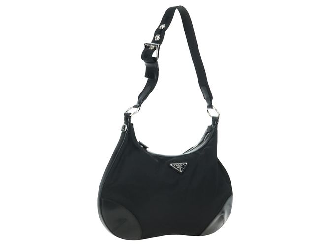 PRADA Bolsa de Ombro Nylon Black Silver