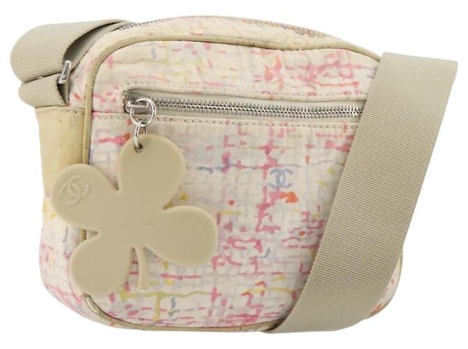 CHANEL Shoulder Bag Canvas Pink Beige Silver CC