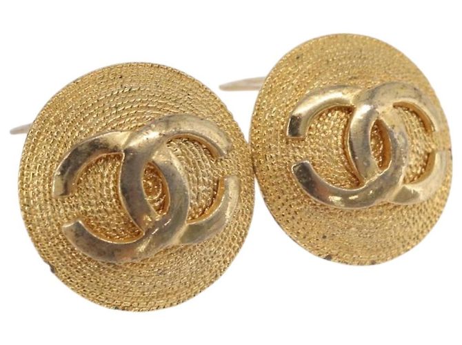 CHANEL Earring Metal Gold Tone CC