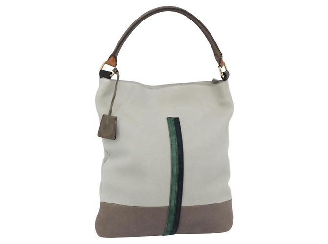 Céline CELINE Shoulder Bag Leather Gray Gold