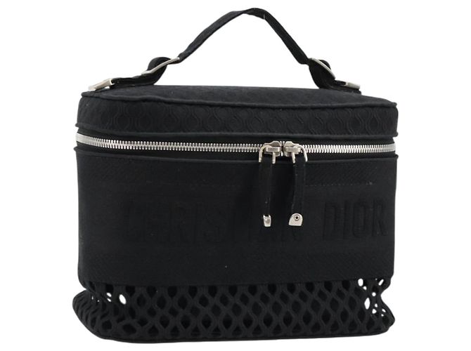 Christian Dior Vanity Hand Bag Canvas Black Silver
