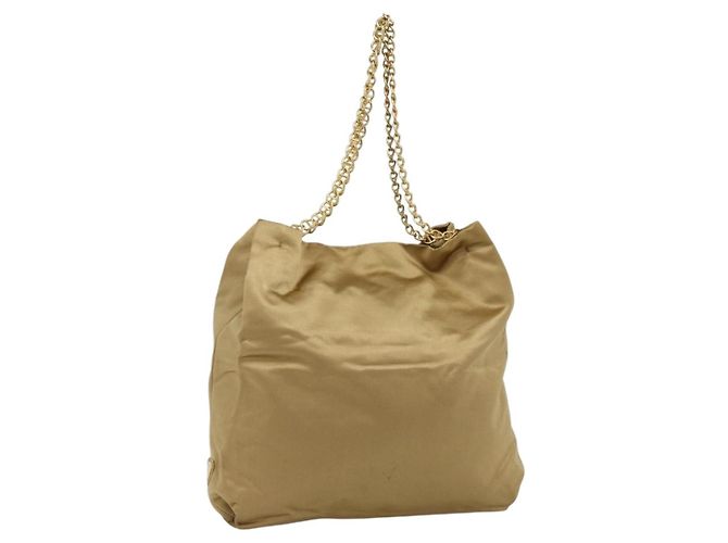 PRADA Chain Tote Bag Satin Gold