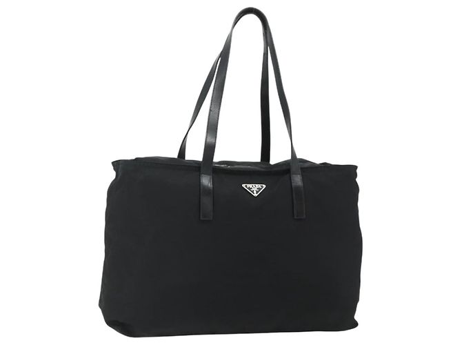 PRADA Tote Bag Nylon Black Silver