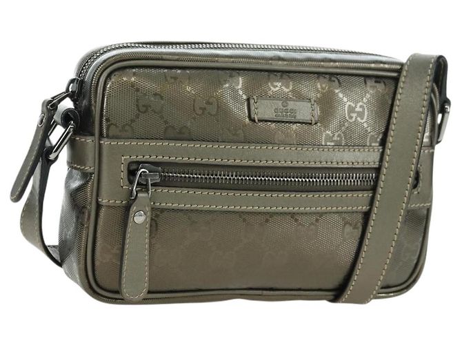 GUCCI GG Implementation Shoulder Bag PVC Gray Silver 201447