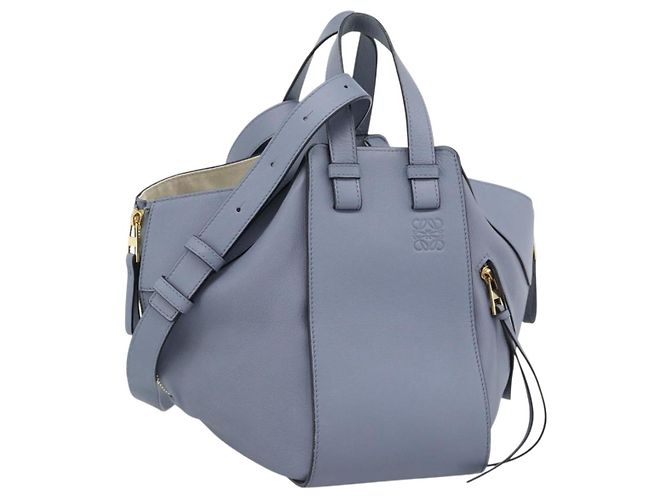 LOEWE Hammock Small Hand Bag Leather 2way Light Blue Gold