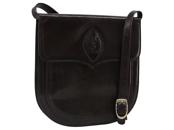 SAINT LAURENT Shoulder Bag Leather Brown Gold