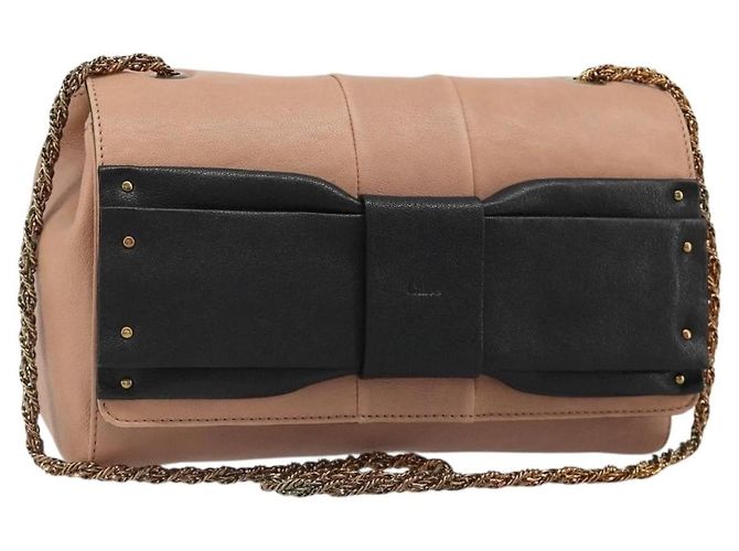Chloé Chloe Chain June Shoulder Bag Leather Pink Gold
