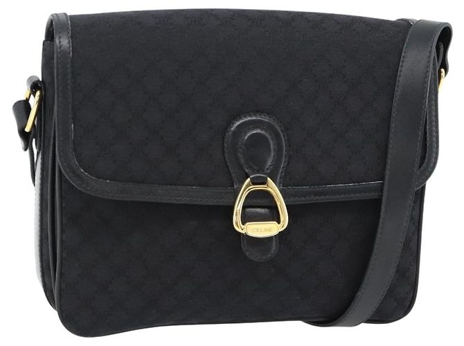 Céline CELINE Macadam Canvas Shoulder Bag Black Gold