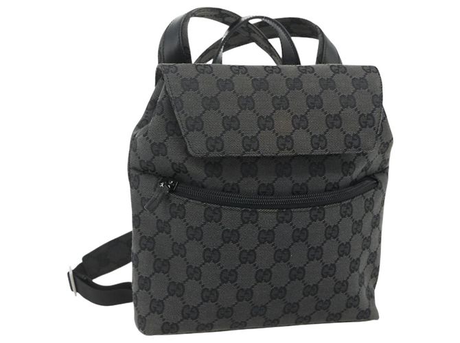 GUCCI GG Canvas Backpack Black Silver 003 0242