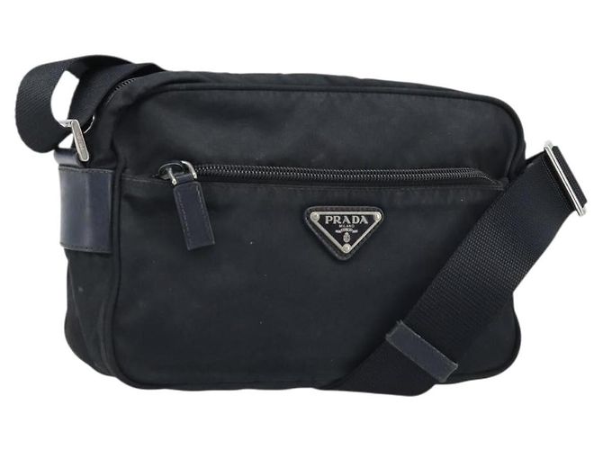 PRADA Schultertasche Nylon Black Silver